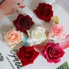 10 pc's/lot kunstmatige flanel hoek gekrulde rand rozenbloemhoofden diy krans achtergrond muur bloem arrangement accessoires