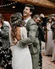 Vestidos De Novia кружева топы с длинными рукавами платья невесты шифон a-line сад свадебные платья