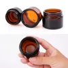 Empty 5g 10g 15g 30g 50g Amber Glass Jar Containers Brown Cosmetic Cream Lotion Powder Bottles With Black Lids