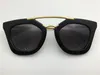 Hele nieuwe spr zonnebril 09Q bioscoop zonnebril coating spiegel lens lens vintage retro stijl vierkant frame goud midden dames des2241