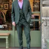 Green Wedding Men Garnitury 2019 Trzy kawałek Groom Tuxedos Peaked Lapel Trim Fit Men Party Suit Custom Made Groomsmen Garnitury (Kurtka + Spodnie + Kamizelka)