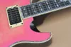 Fabrikspezifische rosa E-Gitarre mit durchgehendem Hals, Bundeinlage aus weißen Perlen, buntem Korpus und Hals, kann individuell angepasst werden