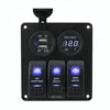 3 Painel de interruptor de gangue com soquete de potência 31a kits de fiação USB dupla DC12V24V para veículos de carro de carro marinho de barcos RV Blue LED217206108243