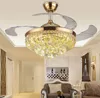 36 inches / 42 inches moderne luxe led onzichtbare kristallen plafond ventilator lamp met afstandsbediening woonkamer slaapkamer opvouwbare ventilator lamp llfa