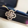 Luxe Klassieke Designer Sterling Zilver Volledige Zirkoon Klavertje Vier Bloem Hanger Ketting Voor Vrouwen Bruiloft Sieraden9224183