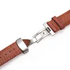 ALK Leather Watch Band Bracelet Strap butterfly deployant Clasp buckle Watchband accessories 20mm width220f