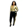 Casual femmes deux pièces ensemble à manches longues Sequin veste et pantalon Skinny correspondant ensembles haute qualité survêtements femmes ensemble