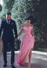 2019 Said Mhamad Pink Prom Dresses Saudi Arabic Dubai A Line Off Shoulder Lace Appliques Long Evening Party Gowns Celebrity Dresses Custom