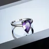 Одноместный фиолетовый Овальные кольца для молодых женщин Простой дизайн белого золота цвет ювелирных изделий кубический циркон