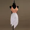 Tassels Pearl Skinny Long Sukienka Sexy Bez Ramiączek Kostium Elastyczna Dress Kobiety Singer Prom Celebration Stage Wear Party Show