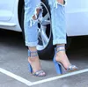 새로운 PVC 여성 플랫폼 샌들 슈퍼 하이힐 방수 여성 투명한 크리스탈 웨딩 신발 샌들 레이어 Feminina Plus 43