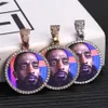 Hip Hop Custom Photo Minne Halsband för män Kvinnor Bling Iced Out Cubic Zircon Medaljonger Solid Hängande Kedjor Personliga Smycken Gift