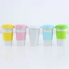 Silicone Anti-repassage Tasses En Céramique Portable Tasse En Céramique Maison Voiture Tasses En Céramique Avec Couvercles Café Lait Thé Drinkware Bouteilles D'eau BH2470 TQQ