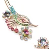 Gorgeous Crystal Peacock Necklaces for Women with Rhinestone Hoop Chain Choker Necklace Costume Drag Queen Jewelry Party Prom 1 Pc