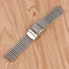 18/20/22mm Silver Stainless Steel Strap Mesh Watch Band Fold Over Clasp Safety Replacement Bracelet Spring Bars Straight Ends Accessory