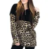 Women Fleece Hoodie Leopard Patchwork Sherpa Pullovers Sweatshirt V-Neck Zipper Sweaters Long Sleeve Tops Women Winter Fall Tees GGA3024-5