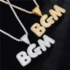 Gold Silver Iced Out CZ A-Z Custom Name Bubble Letters Necklaces Mens Fashion Hip Hop Jewelry
