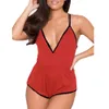 Nouveau chaud femmes vêtements de nuit pyjama mode femmes Sexy nuisette douce barboteuse col en V Lingerie vêtements de nuit Shorts bielizna nocna A351