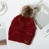 Adultos Grosso Chapéu de Inverno Quente para Mulheres Stretch Stretch Cabo de malha Pom Poms Poms Beanies Chapéus Mulheres Calássas Goenies Ski Cap WCW786