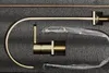 Латунный смеситель для раковины из розового золота в ванной, длинная квадратная труба с двойным отверстием, широко распространенный смеситель для холодной и воды, поворотный на палубе1452807