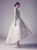 Ashi Studio Couture Robes De Soirée Dentelle 3D Floral Applique Perle Col Haut Haut Bas Robe De Bal À Manches Longues Sur Mesure Formelle Pa279K