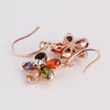 Hot Sales 18k Rose Gold Plated Women Flower Drop Earrings äkta österrikiska kristallmodeörhängen smycken för kvinnor