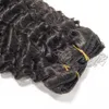 Peruvian Hair Cuticle Aligned Natural Black Full Head Virgin 120g 140g 160g Kund anpassad Kinky Curly Clip i hårförlängningar