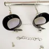 Bondage Spreader Bar Ankel Wrist Cuffs Läder Pad Lås Striper och mun Gag Öppna Sexig # R43