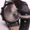 AEHIBO Quartz Battery All Subdials Working Mens Watch Date Watches 43MM Full Black Super Chronograph Hardlex Steel Case Wristwatches