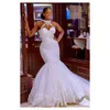 2020 Arabic Aso Ebi Vintage Lace Beaded Wedding Dresses Sheer Neck Mermaid Bridal Dresses Sexy Cheap Wedding Gowns ZJ261