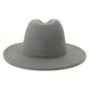 2020 moda grigio rosso patchwork cappello di feltro donna uomo tesa larga imitazione lana jazz cappelli Fedora Panama berretto trilby tendenza giocatore d'azzardo cappello303i