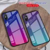 1 pièces coque dégradé pour iPhone 14 13 12 11 pro xs max x xr 8 7 6S Plus verre trempé couverture arrière coloré Aurora