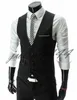 2019 Modest Black Vest Single Breasted Groom Vests British Style Men's Suit Vests Slim Fit Men's Dress Vest Wedding Waistcoat 215w