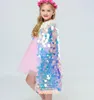 Halloween cool baby girl mermaid cloak coloful sequins costumes cape cosplay party kids princess sea-maid clothes Photo props