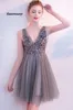 V Neck Sparkly Curto Prom Vestidos Backless Evening Party Elegante Sexy Dress Vestido de Festa