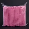 100ピースダブルリボン不織布の使い捨て可能なシャワーキャッププリーツのアンチダストハット女性の男性バススパヘアサロンビューティーアクセサリーLX2052