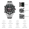 KT Heren Quartz Analoog Digitaal Horloge Luxe Mode Sport Horloge 50M Waterdicht Roestvrij Stalen Band Horloges voor Mannen Business223W