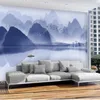 Grå Bakgrundsbilder Nya Kinesiska Landskap TV Bakgrundsvägg 3D Bakgrundsbilder 3D-väggmålningar Bakgrund för vardagsrum