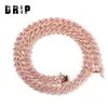 Hot selling 9mm Iced Out Women Choker Necklace Rose Gold Copper Cuban Link Full Pink Cubic Zirconia Luxury HIPHOP Chain Jewelry