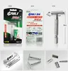 Mens Safety Razor Alloy Metal Double-edged Shaving Razor Manual Mustache Removal Traditional Shaving Tool + 51 pcs blades