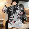 Japanska kimono män cardigan shirt blouse yukata män haori obi kläder kläder man kimono cardigan 2019