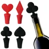 Silicone Poker Wine Stoppers Square Heart Plum Blossom Wine Cap Silicone Creative Personality Bottle Stopper Kitchen Bar 4 Style HHA887