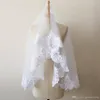 Vvelos de noiva curto uma camada borda do laço branco marfim véu de casamento tule véu de noiva barato acessórios de casamento voile mariage cpa217051356