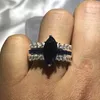 Offre spéciale luxe bleu marquise coupe 3 carats simulé diamant bague de mariage pour les femmes ont S925 Logo réel 925 bagues en argent doigt