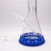Narghilè da 13 pollici Bordo blu antiscivolo Suola in gomma bicchiere bong in vetro pipa ad acqua dabrig con stelo trasparente 1 ciotola trasparente inclusa