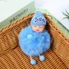 Cute Sleeping Baby Doll Keychain Pompom Rabbit Fur Ball Carabiner Key Chain Keyring Women Kids Key Holder Bag Pendant key Ring RRA2830-8