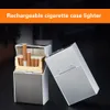 흡연 담배 케이스 저장 상자 컨테이너 플립 금속 포켓 USB 전자 충전 담배 라이터 팩 커버 담배 홀더