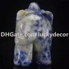 En gros 1.5 "/ 2" sculpté à la main naturel bleu Aventurine Sodalite Quartz cristal fétiche éléphant guérison gardien Statue Figurine artisanat 10 pièces