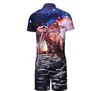 Hot Plus Größe 3XL 3D Galaxy Anime Tier Tiger Print Männer Kleid Kleid Runaway Männer Casual Shirts Onesies Pyjamas Overalls 5 teile/los