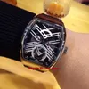 6 stijl Vanguard automatisch mechanisch herenhorloge V 45 S6 SQT NR zwart PVD volledig zwarte skelet wijzerplaat lederen rubberen band heren Spor258I